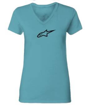 3031-3081 Alpine Stars Womens Ageless V-neck Tee Tahiti Blue Black Small