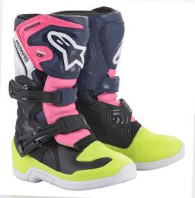 2014518-1176-12 Alpinestars 2020 Tech 3s Kids Boots 12 Black/dark Blue/fluo Pink