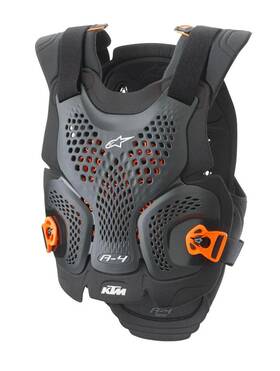 3pw220011802 Alpinestars A-4 Max Black Orange Motocross Atv Chest Protector Xs/s
