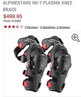 65004166500316 Alpinestars Rk-7 Knee Braces Size Large Pair