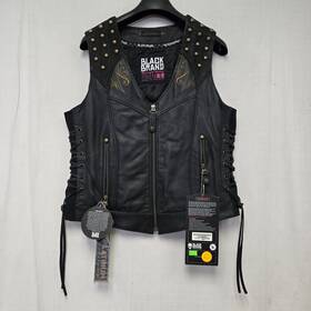 Bb3415 Black Brand Womens Motorcycle Mantra Leather Vest Jacket Small Closeout