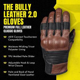 8399-0005-06 Cortech Bully Leather 2.0 Motorcycle Gloves