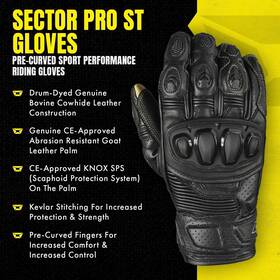 Cortech 8872-0101-08 Sector Pro Short Cuff Motorcycle Gloves