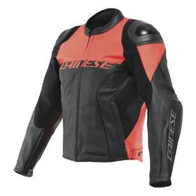 201533849-628-56 Dainese Mens Racing 4 Leather Jacket - Black/fluo Red Us Size 46