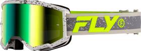 Fly Racing 191361474415 Zone Goggle Dark Grey/hi-vis With Iridescent Grn Mirror Lensftlens