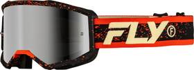 Fly Racing 191361474439 Zone Goggle Black/red/cream With Silver Mirror/smoke Lensftlens
