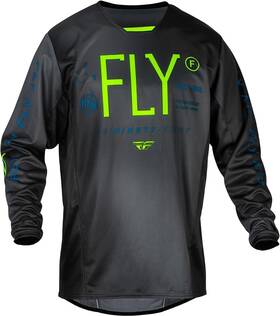 377-526yl Fly Racing 2024 Youth Kinetic Prodigy Jersey Charcoal/neon Green/true Blue