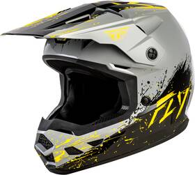 73-8679yl Fly Racing Youth Kinetic Drip Helmet Grey/black/yellow Yl