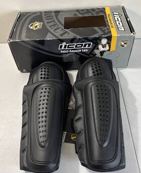 2704-0062 Icon Field Armor Leg Shin Guard Motorcycle Protection Pads Black