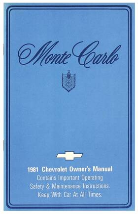 90979 Jegs Owners Manual For 1981 Chevrolet Monte Carlo Original Reprint