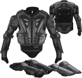 Jo611g06465af3409w Justdolife Youth Dirt Bike Gear 5 Pcs Motorcycle Armbor Protection Black