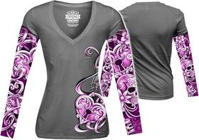 Lt20343xxl Lethal Angel Heartlocket Tat Long Sleeve Womens Gray 2xl