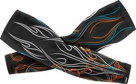 Al426md Zan Headgear Pinstripe Flame Sportflex Arm Sleeve Black Orange White Medium