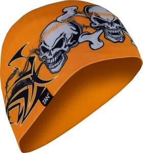 Whll669 Zan Headgear Sportflex Beanie Orange Tribal Skull
