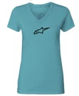 Alpine Stars Women's Ageless V-neck Tee Tahiti Blue, Black, Small 3031-3081. Fixed Price $27.99.