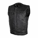 Men's Zipper Snap Closure Leather Club Vest Gun Pocket W/ Grey Stitching. Fixed Price $167.20.