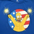 Homer Simpson Patriotic Shirt Mens Large, Blue Graphic Tee Usa Flag Cartoon. Fixed Price $9.99.