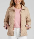 Jessica Simpson Tan Quilted Floral Accent Zippers Jacket Sz Spring. Fixed Price $17.99.