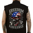 Freedom Ain't Printed Sleeveless Button Down Shirt - Black Large CO60195L. Fixed Price $41.22.