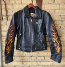 Vtg Women's Harley Davidson Embroidered Flames Ride Free Leather Jacket Black. Fixed Price $199.99.