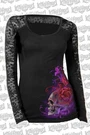 Lethal Angel Purple Haze Lace Skull Floral Roses Goth Long Sleeve Shirt LA20449. Fixed Price $26.99.