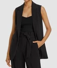 Tahari Women's Black Notch-collar Open-front Sleeveless Vest Jacket Size. Fixed Price $41.68.