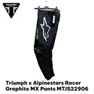 Triumph Alpinestars Racer Graphite Mx Pants Size 30 - MTJS22906. Fixed Price $52.25.