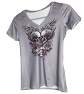 Lethal Angel Skulls Roses Biker Whimsy Goth Shirt Gray Women Double Sided. Fixed Price $9.99.